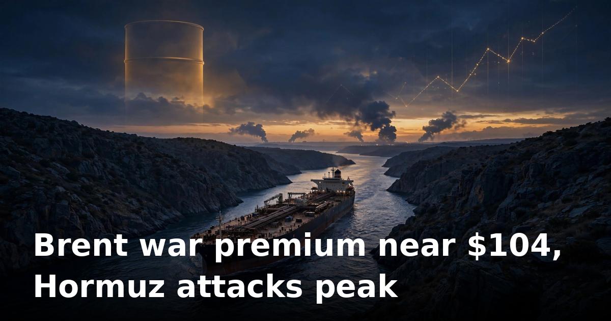 Brent crude war premium holds near $104 as Hormuz tanker attacks hit weekly record