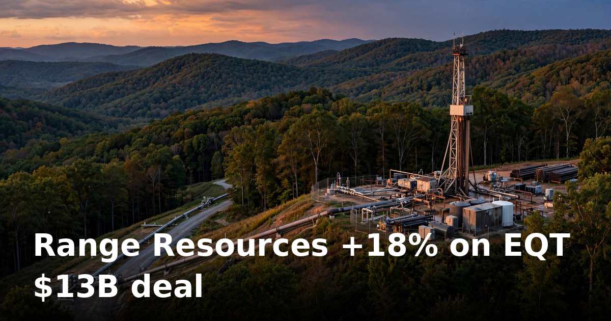 Range Resources jumps nearly 18% as EQT agrees $13 billion all-stock takeover